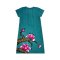 Woman Dress - Green : Pink Plumeria Flowers