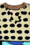 Woman Dress - Brown : Abstract black dots and blue circles