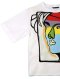 Woman blouse - White : Man with multicolor face