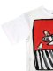 Woman blouse - White : Zebra with baby bird on red background