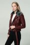 เช่าเสื้อกันหนาว รุ่น  Fur Faux Vermillion Leather jacket 	909GJP432FARE