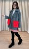 เช่าเสื้อโค้ทผู้หญิง รุ่น  Red Fur Pockets with Green Wool Coats  905GJS379FAGNF1