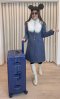 เช่าเสื้อโค้ทผู้หญิง รุ่น Deep Sea blue Fur Faux Straight Coat 905GCL421FANAM1
