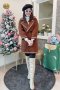 เช่าเสื้อกันหนาว รุ่น    Russet Brown Swing Double Breasted Velvet Coat	905GCL1947FABRM2