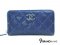 Chanel Wallet Zippy Blue Lampskin SHW - Used Authentic Bag กระเป๋าสตางค์ชาแนล ซิปรอบ สีน้ำเงินหลายตารางซิกเซ็กหนังแกะ ของแท้มือสองสภาพดีค่ะ