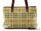 Burberry ทรงคล้าย Neverfull มีซิป หูยาวหนังสีน้ำตาล ขึ้นไหล่ได้ ของแท้มือสอง สภาพดีค่ะ