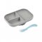 Silicone Suction Divided Plate with Spoon - Grey