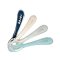Set of 4 2nd age soft silicone spoons (assorted colors DARK BLUE/PINK/GREY/LIGHT BLUE)