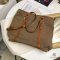 PRADA TOTE 33 BROWN FABRIC GHW