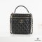 CHANEL VANITY BOX 8 SQ WITH HANDLE IN BLACK LAMB GHW MICRO