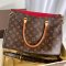 LOUIS VUITTON PALLAS BROWN MONOGRAM RED CANVAS GHW