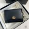 GUCCI TRI FOLD WALLET SHORT BLACK CALF GHW