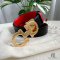 FERRAGAMO BELT 85 BLACK RED CALF GHW