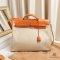 HERMES HERBAG BROWN BEIGE DENIM SHW