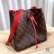 LV NEONOE MM BROWN MONOGRAM RED CANVAS GHW