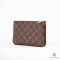 LOUIS VUITTON POCHETTE DOUBLE ZIP 20 BROWN CANVAS GHW MICROCHIP
