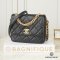 CHANEL 7.5 SQ FONT SIDE BLACK LAMB GHW