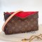 Louis Vuitton PALLAS CLUTCH 23 BROWN MONOGRAM RED CANVAS GHW