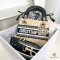DIOR LADY MY ABC MINI BLACK CREAM NATURAL WICKER GHW