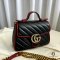 GUCCI MARMONT TOP HANDLE MINI BLUE RED CALF GHW