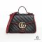 GUCCI MARMONT TOP HANDLE MINI BLUE RED CALF GHW