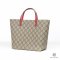 GUCCI KID_S TOTE BOW NAVY MINI GG MONOGRAM CANVAS RED SHW