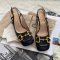  GUCCI HORSEBIT MULES 37 BLACK BEIGE CALF GHW