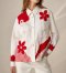 White Floral Patchwork and Embroidery Long Sleeve Shirt