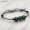 ข้อมือหินเชือกหนัง  ลาวา&กรีนไทเกอร์อาย