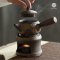 Pottery Teapot Japanese Retro กาน้ำชา ลวดลายผิวเรียบหรูมีเอกลักษณ์ พร้อมที่จับ