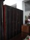 Red Lacquer Chinese Cabinet with Rabbit Medallion