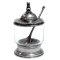 Glass Jam Jar w/Spoon /  D: 8  H: 13  cms.