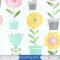 Wilmington Prints Keep Shining Bright Aqua Potted Plants