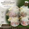 ถ้วยน้ำชาลายเบญจรงค์ขอบทองพร้อมจานรองแก้วขอบทอง