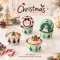 ถ้วยคัพเค้กเคลือบทอง+ฝา คละลายคริสต์มาส Christmas 50 ใบ
