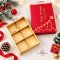 กล่องกระดาษแดงพิมพ์ทอง Christmas 6 ช่อง ไม่รวมโบว์ (5 ใบ)