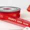 ริบบิ้นผ้าแก้วสีแดง Happy New Year 22 เมตร