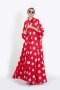 ชุดแม็กซี่เดรส Polka Dot สีแดง คอปกระบายวิคตอเรียน