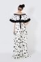 เดรสระบายแม็กซี่ ลายพิมพ์ Polka Dot ขาวดำ  