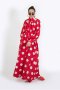 ชุดแม็กซี่เดรส Polka Dot สีแดง คอปกระบายวิคตอเรียน