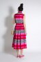 เดรสแม็กซี่ คอปกเชิ๊ต Maxi Shirt Dress ( Red Linen & Pink Stripes)