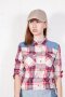 สตรีทแฟชั่น เสื้อเชิ้ต ลายสก็อต ตัดต่อผ้าเดนิม แบรนด์ OVS