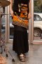 สตรีทแฟชั่น แม็กซี่เดรส ลายพิมพ์ มนตรา สีดำ-ส้ม by WLS