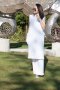 สตรีทแฟชั่น เซ็ทชุดเดรสกางเกง ผ้าสำลีสีขาว  by WLS