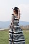 สตรีทแฟชั่น  B&W Stripes Maxi Shirt Dress by WLS
