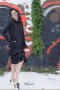 สตรีทแฟชั่น Oversized Black  Ruffle Dress by WLS