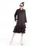 สตรีทแฟชั่น Oversized Black Striped Ruffle Dress by WLS