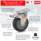 Bánh xe đẩy cao su xám, Bánh xe inox, bánh xe càng xoay thép không gỉ 304, 75mm, 100mm, 125mm - Pareo