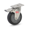Bánh xe đẩy cao su xám, Bánh xe inox, bánh xe càng xoay có khóa thép không gỉ 304, 75mm, 100mm, 125mm - Pareo