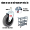 Bánh xe chuyên dụng cho xe đẩy thức ăn 3 tầng và xe dọn bát đĩa nhà hàng, khách sạn, bánh xe đẩy TPR cao su xám, bánh xoay 360 độ - Pareo